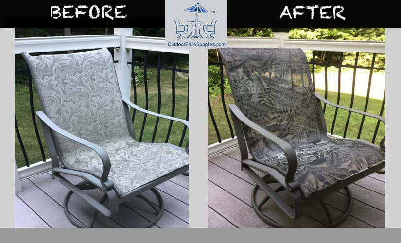 before and after sling chair repair