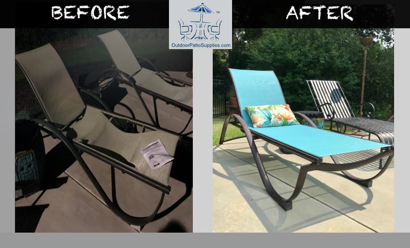 before and after sling chair repair