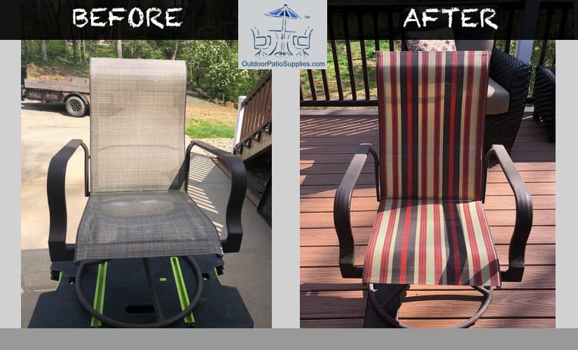 before and after sling chair repair