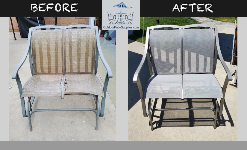 before and after sling chair repair